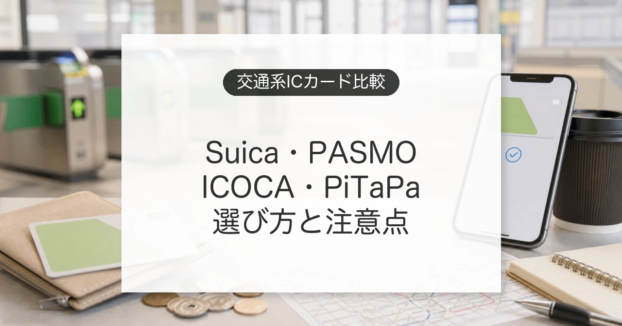 交通系ICカードの比較とSuica、PASMO、ICOCA、PiTaPaの選び方