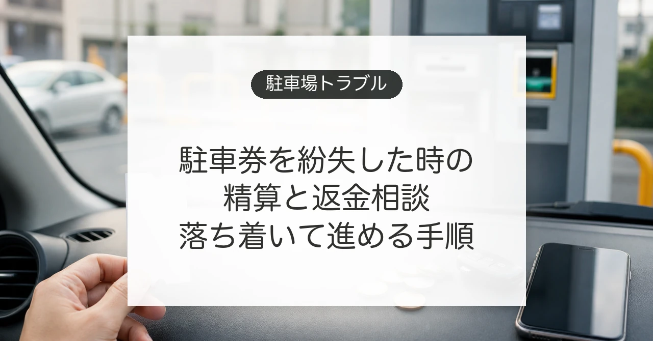 駐車券を紛失したときの精算と返金相談を確認するイメージ