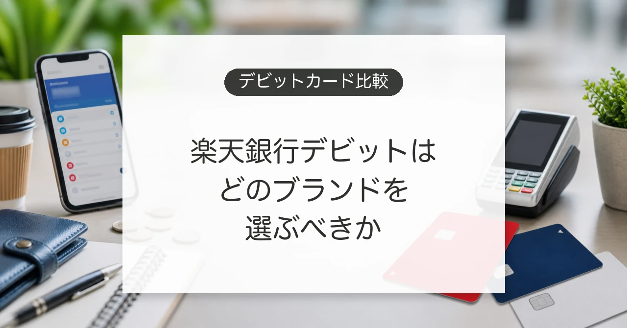 楽天銀行デビットカードの国際ブランドを比較するイメージ