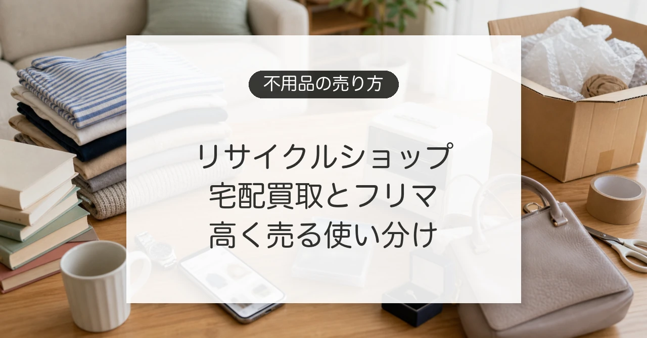 不用品を売る方法とリサイクルショップ、宅配買取、フリマアプリの比較