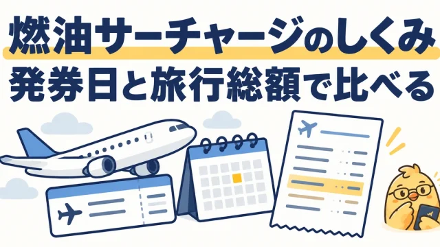 燃油サーチャージは発券日と旅行総額で比較する