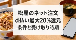 松屋のネット注文でd払い最大20%還元。条件と受け取り時期