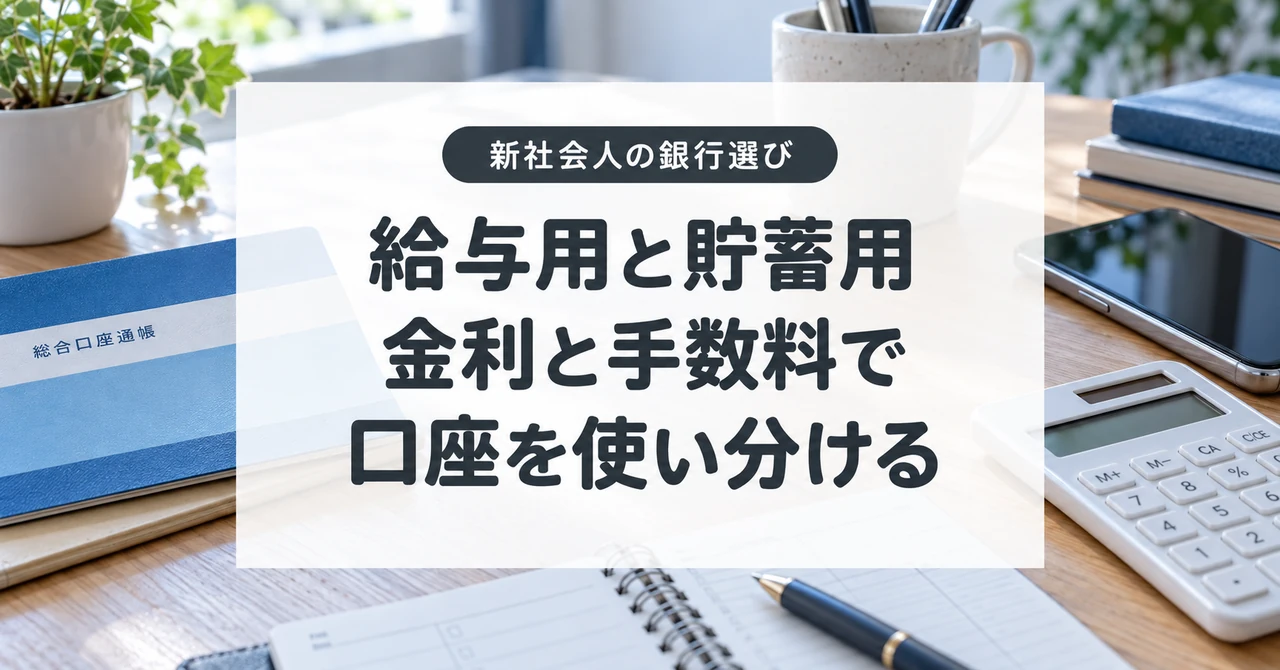 新社会人の銀行の選び方。給与口座と貯蓄口座を金利と手数料で使い分ける