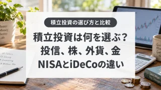 積立投資は何を選ぶ？、投信、株、外貨、金、NISAとiDeCoの違い