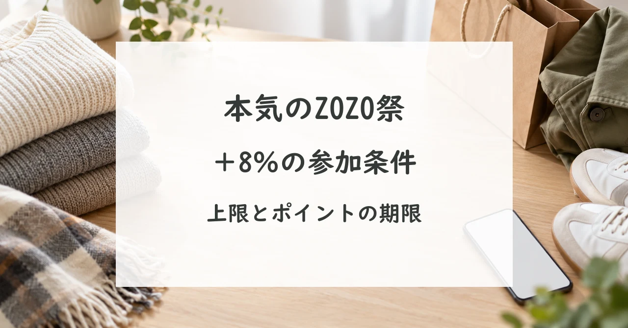 本気のZOZO祭。追加8％の参加条件、還元上限とポイントの期限